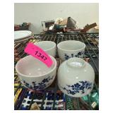 Four Blue and White Ceramic Japanese Bowls