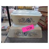 Pyrex Covered Dishes with Blue Floral Pattern