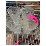 Four Clear Cut Glass Goblets