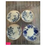 Four Blue and White Ceramic Dishes
