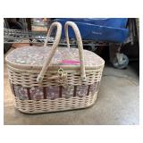 Floral Sewing Basket with Assorted Contents