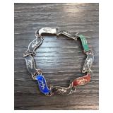 Sterling Silver Enamel Link Bracelet