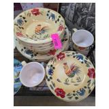 Ceramic Dinnerware with Rooster Motif