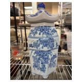 Blue And White Hexagonal Porcelain Jar