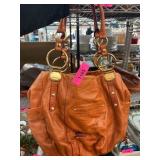 B. Makowsky Orange Leather Shoulder Bag