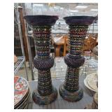 Large Hand-Painted Decorative Candle Holders