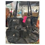 B Makowsky Black Faux Leather Shoulder Bag