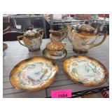 Japanese Dragonware Tea Set with Moriage Detailing