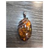 Sterling Silver and Amber Pendant