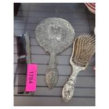 Ornate Vanity Set with Mirror, Brush, and Comb