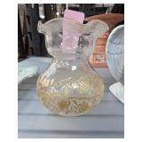 Glass Pitcher with Gold Floral Detailing