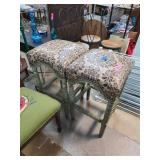 Upholstered Bar Stools with Turned Legs