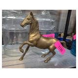 Solid Brass Horse Figurine in Trotting Pose