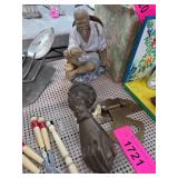 Ceramic Figure, Brass Decor, and Tools Lot