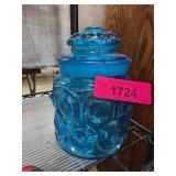 Le Smith Blue Glass Canister with Lid