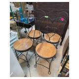Four Metal and Wood Bistro Chairs