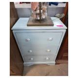 Three-Drawer Blue Chest with Nautical Theme
