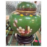Cloisonne Lidded Jar with Floral Motif on Stand