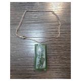 Green Rectangular Pendant Necklace