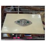Art Deco-Style Compact Case with Jeweled Accent