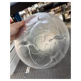 Verlys 1930s Frosted Glass Bowl with Birds and Koi