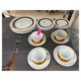 Porcelain Dinnerware Set with Gold Trim