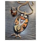 Eisenberg Owl Pendant Necklace and Ring Set