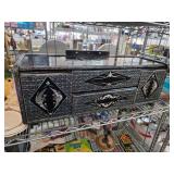 Large Asian Black Lacquered Inlay Jewelry Box