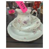 Three-Piece Porcelain Set with Floral Design