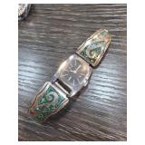 Sterling Silver Watch Band with Turquoise Inlay