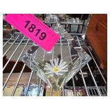 Lucite Pyramid Paperweight With Daisy Design