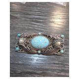 Vintage Filigree Brooch With Turquoise Stone