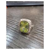18k Gold Electroplated Ring with Green Stone