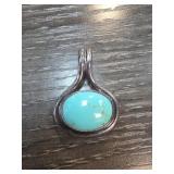 Sterling Silver Pendant With Turquoise Center