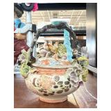 Painted Ceramic Lidded Basket
