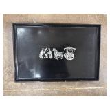 Black Lacquer Tray With Horse-Drawn Carriage