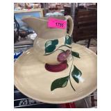 Watt Pottery Apple Pitcher and Tray Set