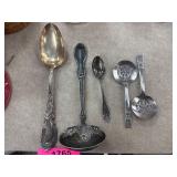 Vintage Ornate Silver Spoons and Ladle