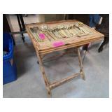 Wooden Folding Table With Cane Top