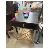 Wood and Metal Table with Single Drawer