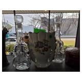 Glass Decanters with Porcelain Vase