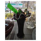 Ruffled Edged Iridescent Glass Vase