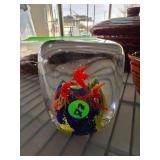Glass Paperweight With Fish Design