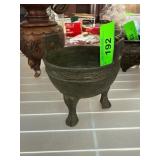 Cast Metal Tripod Vessel with Decorative Band