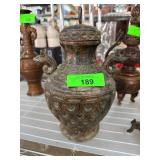 Rustic Bronze Vessel with Carved Design