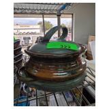 Lidded Pottery Vessel Signed Tate