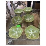 8 Green Majolica Bowls