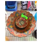 Decorative Bowl Set with Vibrant Leaf Design