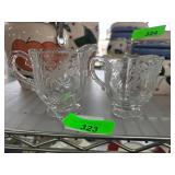 Clear Glass Creamer and Sugar Bowl Set Canisters