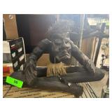 Large Java Wooden Figure with Straw Details